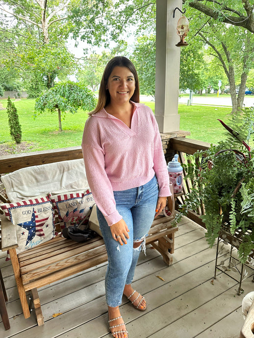 Pink Collared Sweater