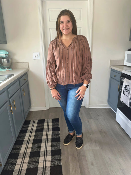 Brown Striped Blouse