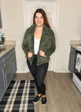 Load image into Gallery viewer, Olive Sherpa Jacket