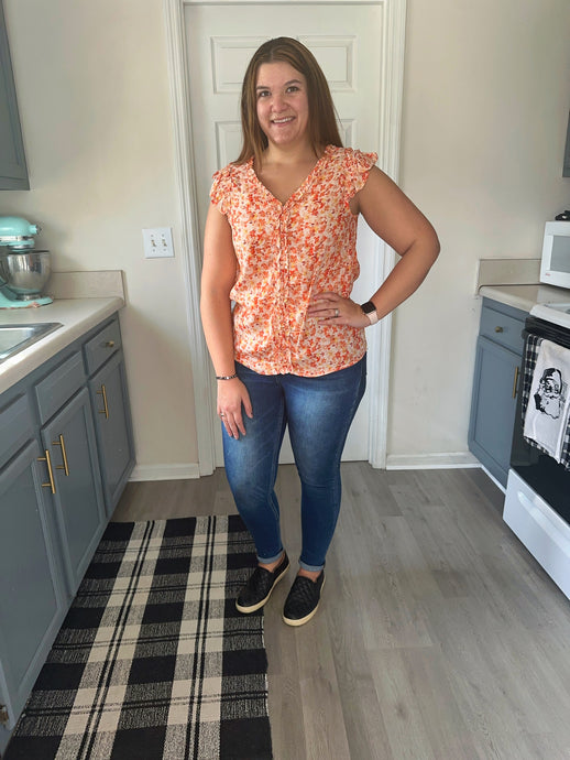 Orange Floral Top