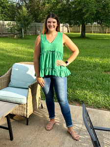 Green Ruffle Tank Top