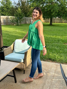 Green Ruffle Tank Top