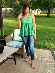 Green Ruffle Tank Top