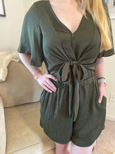 Load image into Gallery viewer, Olive Silk Romper