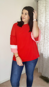 Red 3/4 Sleeve Top
