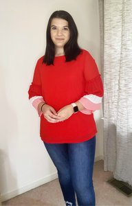 Red 3/4 Sleeve Top